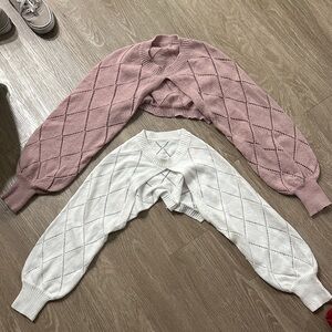 Elegant Pink and White Women's Sweater Set